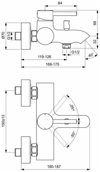 Смеситель для ванны Ideal Standard CERALINE BC199XG